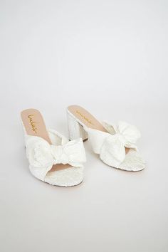 Cute Ivory Sandals - White High Heel Sandals - Bow Sandals - Lulus Hoco Heels, Hoco Shoes, White High Heel Sandals, Ivory Sandals, Ivory Shoes, White High Heels, Bridal Heels, Bridesmaid Shoes, Fancy Shoes