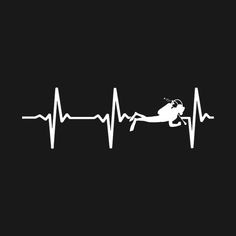 a black and white heartbeat with a dog running