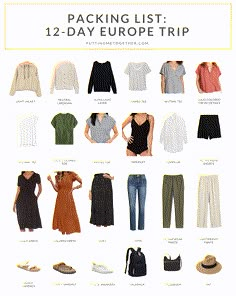 packing list for the 12 day europe trip