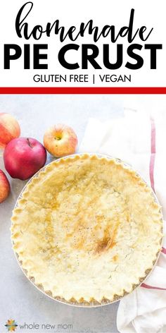 homemade pie crust made with gluten free vegan and topped with fresh apples