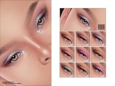 an image of different colored eyes with lashes and eyelashes on the bottom half of each eye