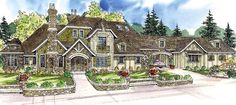 this is an artist's rendering of these european style house plans and their designs