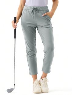 Women's Pants 7/8 Stretch High Waisted Sweatpants 4 WayStretch Travel Athletic Work Golf Pants With Pockets clove Grey    Woven Fabric Plain Straight Leg Slight Stretch All Women Activewear, size features are:Bust: ,Length: ,Sleeve Length: High Waisted Sweatpants, Sports Pants Women, Pants With Pockets, Golf Pants, Girls Denim, Knitting Girls, Girl Falling, Wide Leg Denim, Outdoor Woman