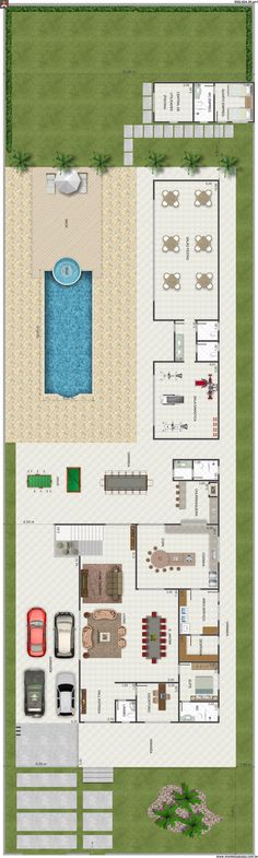 the floor plan for a house with swimming pool