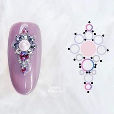 Nail Gem Placement, Nail Gem Designs, Nails Gems, Bling Nail Art, Art Deco Nails