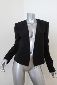 Tibi Cropped Scarf Blazer Black Tropical Wool Size 6 Open Front Jacket - Gently worn. Great condition. No flaws. Draped panel is removable. Retails for $695! 53% Polyester, 43% Wool, 4% Elastane Drape Panel, Open Front Jacket, Blazer Black, Black Blazers, Front Open, Size 6, Blazer, Wool, Black