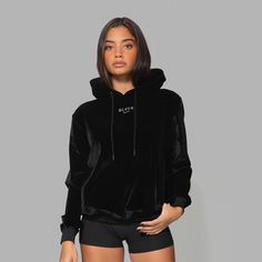 w Blvck Paris, Bold Embroidery, Sweat Noir, Velvet Hoodie, Woman Clothes, Pocket Hoodie, Iconic Logo, Traditional Fashion, Megan Fox