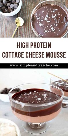 This creamy Cottage Cheese Mousse is not only easy to make but is also decadent yet light. With its fluffy texture and subtle sweetness, cottage cheese chocolate mousse is a fantastic way to sneak in some extra protein while satisfying your sweet tooth. Cottage Cheese Raspberry Mousse, Cottage Cheese Blender Recipes, Cottage Cheese Coffee Cake, Cottage Cheese Milkshake, Keto Cottage Cheese Pudding, Recipes With Whipped Cottage Cheese, Cottage Cheese Moose, Chocolate Cottage Cheese Mousse, Cottage Cheese Mousse Recipe