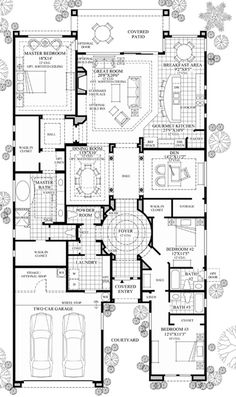 the floor plan for a house with two levels and three car garages on each level