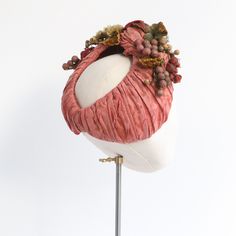 1940's Hat, Vintage Turban, Hattie Carnegie, Vintage Millinery, Velvet Accents, Head Gear, Bauhaus Design, Crown Design