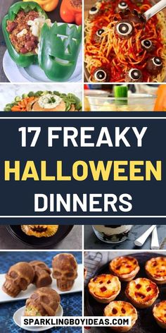 If you are planning for an evening Halloween party, then these Halloween dinner recipes will definitely make your life easier. Halloween dinner is the BEST dinner party idea! Halloween dinner recipes can be tasty, but also scary and delicious if you like that type of thing! From Halloween appetizers to Halloween snacks and Halloween desserts, there are tons of other Halloween treats available here. Creepy Appetizers, Halloween Dinner Recipes, Quick Halloween Treats, Halloween Dinners, Halloween Dinner Ideas, Spooky Dinner, Halloween Snacks For Kids, Halloween Food Dinner, Food Spread