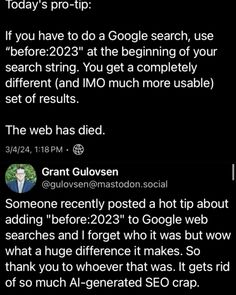 the tweet has been posted to someone who is using google's search