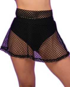 Black Mesh Mini Skirt For Night Out, Mesh Mini Skirt For Spring, Party Mesh Mini Skirt, Mesh Mini Skirt For Party, Summer Mesh Bottoms With Mesh Back, Party Fishnet Black Bottoms, Rave Style Club Shorts For Summer, Party Black Fishnet Bottoms, Black Fishnet Party Bottoms