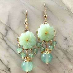 Gorgeous Jade Beaded Dangle Earrings. Comes With Both Traditional Hook Earrings And Also Clip On Attachments So It Can Be Worn Without Piercings. New, No Flaws. & ! All My Earrings Are Brand New And Never Worn. I Have Tons Of Other Earrings For Sale And Will Provide Discounts For Combined Purchases. Shipping Outside Of The Us Is Available If Doing So Is Allowed On This Platform--Dm For The Price To Ship Outside The Us. I Almost Always Ship Daily Or Every Other Day. My Local Office Doesn’t Always Earrings Asian, Fairytale Earrings, Dangle Beaded Earrings, Red Earrings Stud, Wedding Studs, Natural Stone Earrings, Earrings For Sale, Jewelry Lookbook, Cz Stud Earrings