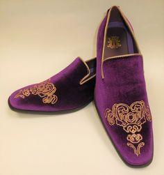 Mens stylish slip on formal dress loafers, shoes.  Fancy high-end velvet with gold emperor embroidery and gold piping. Made of quality man-made materials, lightly cushioned signature insole, hard sole.   Newly designed by After Midnight style number 6823. Brand new in box. Luxury Fitted Slip-on Loafers, Elegant Gold Dress Shoes With Leather Sole, Gold Slip-on Dress Shoes For Formal Occasions, Elegant Gold Slip-on Dress Shoes, Luxury Gold Loafers For Party, Luxury Gold Dress Shoes With Round Toe, Elegant Embroidered Loafers With Round Toe, Elegant Embroidered Round Toe Loafers, Luxury Slip-on Dress Shoes For Wedding