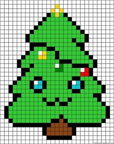 a cross stitch christmas tree is shown in green and black, as well as an image of