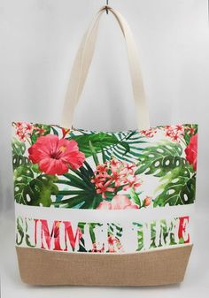 Enjoy a day at the beach or pool with our beach bag! Rectangular Beach Bags With Floral Embroidery, Tropical Rectangular Beach Bag, Tropical Multicolor Beach Bag, Summer Tropical Tote Beach Bag, Tropical Beach Tote Shoulder Bag, Tulle Crafts, Work Handbag, Pool Bags, Beach Tote