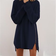 Season:Fall,Spring,Autumn,Winter; Fabric:Polyester; Sleeve Length:Long Sleeve; Look After Me:Machine wash,Hand wash; Gender:Women's; Style:Basic,Knitwear; Elasticity:Micro-elastic; Occasion:Holiday,Daily,Fall Dress,Winter Dress; Fit Type:Regular Fit; Dresses Type:Sweater Dress,Casual Dress,Jumper Dress; Pattern:Pure Color; Design:Zipper; Neckline:Crew Neck; Front page:FF; Production mode:External procurement; 2024 Trends:Boom Sale Dress; Bust:; Length:; Fit US Size:null; Fit UK Size:null; Fit EU Sweater Dress Casual, Cheap Sweaters, Ribbed Sweater Dress, Pink Wine, Dress Sweater, Winter Fabric, Classy Fashion, Fall Dress, Style Basic