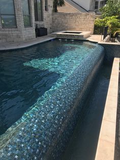 Blue Blend, 1-1/8 x 1-1/8 | SAGA-112 | Fujiwa Porcelain Pool Tile Pool Coping And Tile, Plunge Pool Cost, Pool Tile Ideas, Porcelain Pool Tile, Modern Pool And Spa, Waterline Pool Tile, Small Pools Backyard, Pool Tile Designs, Spa Tile