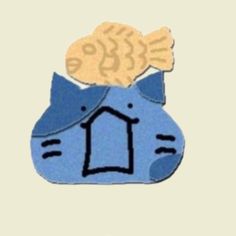 an animal with a fish on its head and a house in the air above it