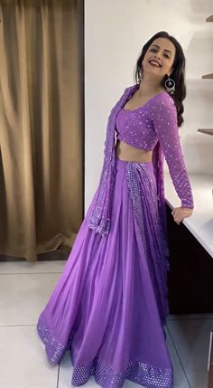 Lehga Choli Designer For Girl, Chaniya Choli Designs Weddings Fashion Styles, Chaniya Choli Pattern, Simple Lehenga Look, Georgette Lehenga Designs, Chaniya Design, Simple Chaniya Choli, Purple Choli, Purple Lehenga Choli