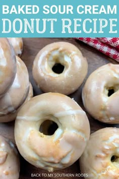 baked sour cream donut recipe with text overlay