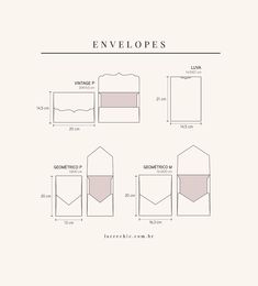 envelopes are shown with measurements for each individual's size, and how to use them