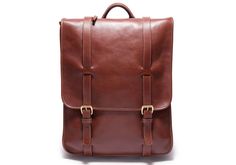 Leather Backpack Chestnut Full Grain Leather Bag, Backpack Design, Chestnut Leather, Everyday Backpack, Bag Collection, Leather Bags Handmade, Leather Briefcase, Cool Backpacks, Brass Buckle