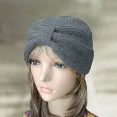 This knitted full turban hat is very comfortable and soft. This turban hat is trendy hear accessory for almost all seasons. It has enough stretch to fit comfortably. You can put it on with classic and casual style clothing, so this beautiful cap is very universal. 60% wool, 40% acrylic One size to fit average woman's head. CARE: Hand wash in lukewarm water and dry flat. Do not dry in the dryer! Check out this hat in other color here: https://www.etsy.com/listing/266606496/white-turban-hat-full-t Knitted Turban, White Turban, Crochet Turban, Slouch Beanie Hats, Turban Cap, Knit Turban, Knitted Beret, Types Of Hats, Wool Hat Knit