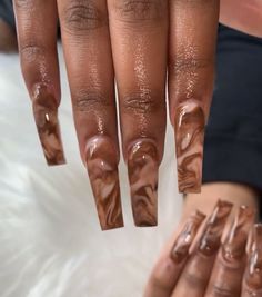 Beige Marble Nails, Nude Marble Nails, Feminine Goals, Brown Marble Nails, Big Nails, Almond Acrylic Nails Designs, Gold Acrylic Nails, Aqua Nails