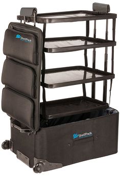 three tiered trolley with wheels and four trays