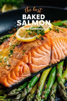 Asparagus and Salmon Bake with Lemon Garlic Butter Sauce Salmon And Asparagus Recipes, Salmon And Asparagus Baked, Baked Salmon With Asparagus, Salmon Asparagus Foil, Baked Salmon In Foil, Dinner Date Recipes, Salmon Bake, Salmon In Foil Recipes, Salmon With Asparagus