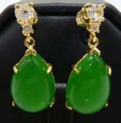 Jewelry Natural Green Jade Dangle & Chandelier Earrings Aaa Jade Dangle Earrings For Pierced Ears, Teardrop Clip-on Chandelier Earrings Gift, Teardrop Jade Earrings, Green Clip-on Dangle Jewelry, Green Clip-on Dangle Earrings, Jade Dangle Earrings, Verde Jade, Cheap Earrings, Zircon Jewelry