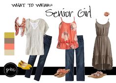 a woman's outfit and shoes are shown in this graphic style, with the caption what to wear senior girl