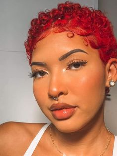 Big Chop Red Hair, Short Red Natural Hair Black Women, Red Short Hair Black Women, Short Curly Hairstyles Pictures, Dyed Twa, Short Dyed Hair Black Women, Dyed Short Natural Hair, Nana Hairstyle, Curly Hairstyles Pictures