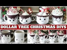 dollar tree christmas mugs with faces and candy canes