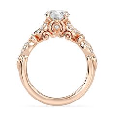 a rose gold engagement ring with diamonds