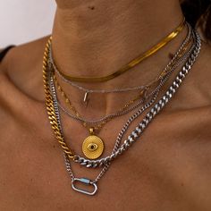 18K Gold-Plated Stainless Steel Nickel-Free Lead-Free Hypoallergenic Lobster Clasp ﻿15" 17" Chain 2" Extender Water Resistant Mixed Jewelry Style, Dope Jewelry Accessories, Silver Gold Jewelry, Stacked Necklaces, Hypoallergenic Jewelry