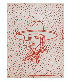 a drawing of a woman wearing a cowboy hat