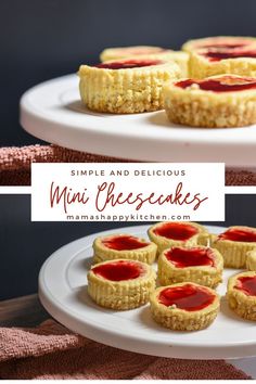 Mini cheesecakes with raspberry topping. Vanilla Wafer Crust, Vanilla Wafer, Cream Room, Fruit Compote, Classic Cheesecake, Happy Kitchen, Vanilla Wafers, Chocolate Drizzle, Mini Cheesecakes