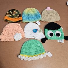 Liquidation Of My Etsy Shop Lot Includes 7 Newborn Hats Ready For Resale Adjustable Green Hat For Playtime, Cute White Crochet Hat For Gift, Cute White Crochet Hat For Gifts, Cute White Crochet Hat As Gift, Casual Green Hats For Playtime, Playful White Adjustable Beanie, Casual Mini Hats For Gifts, Fun Green Hat For Playtime, Casual White Hat For Playtime