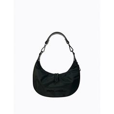 This crescent-shaped black nylon bag is made from recycled rPET fabric, with matching black powder-coated hardware and carabiner. It features an internal zip pocket, a two-way zip top enclosure and exterior silver PL logo badge. This style is sold with a detachable faux leather short strap and an adjustable nylon crossbody strap. * rPET fabric is made from recycled post-consumer plastics otherwise destined for landfill. Measurements:Width: 29cmDepth: 8cmHeight: 15cm Functional Nylon Hobo Bag With Removable Pouch, Functional Hobo Bag With Detachable Strap, Functional Nylon Hobo Bag, Modern Nylon Bags With Logo Hardware, Black Nylon Hobo Bag With Adjustable Strap, Black Functional Shoulder Bag With Logo Hardware, Poppy Lissiman, Black Poppy, Leather Short