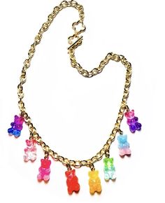 Gummy Bear Necklace- GOLD COLLECTION– HotRocksJewels Silver Necklaces Gummy Bear, Cameron Boyce Descendants, Gummy Bear Necklace, Weird Jewelry, Bear Outfits, Bracelet Kits, Bear Necklace, Earring Holder, Baddie Makeup