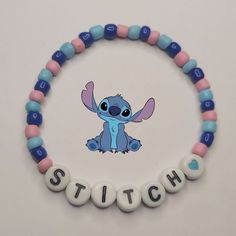 Bracelet Clay Beads Ideas, Lilo And Stitch Bracelet, Bracelet With Clay Beads, Summer Bracelet Ideas, Seed Bead Bracelet Ideas, Diy Kandi Bracelets