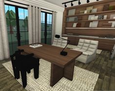 Roblox Bloxburg Office Room Ideas, Bloxburg School Principal Office, Blox Burg Office Ideas, Bloxburg School Office Ideas, Office Idea Bloxburg, Bloxburg School Bathroom, Bloxburg House Office Ideas, Bloxburg House Ideas Office, Bloxburg Library Interior