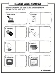 an electric circuit symbols worksheet for students to practice their electrical skills and use