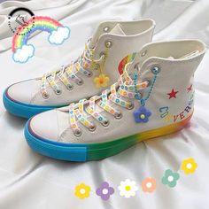 Kidcore Shoes, Converse Shoelaces, Clowncore Outfit, Kid Core Outfits, Weirdcore Outfits, Kidcore Clothes, Kidcore Fashion, Silly Clothes, Kidcore Aesthetic