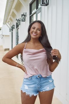 Lavender cami top featuring a satin like material, a cowl neckline, and adjustable spaghetti straps! 100% polyester Runs true to size! Model has a 34" bust and a 26" waist wearing a size small. Trendy Cowl Neck Top For Spring, Summer Camisole With Cowl Neck, Chic Summer Cowl Neck Tank Top, Chic Summer Tank Top With Cowl Neck, Cowl Neck Cami, Cowl Neckline, Solid Tops, Cami Top, Cami Tops