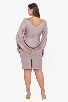 Sparkle and shine in our Plus "Chantel" Short Glitter Galaxy Cowl Neck Back Dress! With its hidden back zipper and fully lined material, this dress is both stylish and comfortable. The drape sleeves and fitted body add a touch of elegance, while the center lower slit and mid length make it perfect for any occasion. Embrace your inner star and stand out in the crowd! PRODUCT DETAILS: Material: Galaxy Lining: Fully Lined Closure: Hidden Back Zipper Details: Drape Sleeves, Fitted Body, Center Lower Midi Evening Dress, Glitter Galaxy, Evening Dress Collection, Drape Sleeves, Review Dresses, Dress Silhouette, Mid Length Dresses, Back Dress, Dress Backs