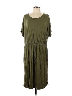 H&M L.O.G.G. Casual Dress Size: Large Green Dresses - used. 95% VISCOSE, 5% ELASTANE, Midi, Crew Neck, Solid, Midi/Calf Length, Short Sleeve | H&M L.O.G.G. Casual Dress: Green Solid Dresses - Size Large Green Casual Dress, Green Dress Casual, Green Dresses, Solid Dress, Large Size Dresses, Casual Dresses For Women, Green Dress, Handbags For Women, Casual Dress